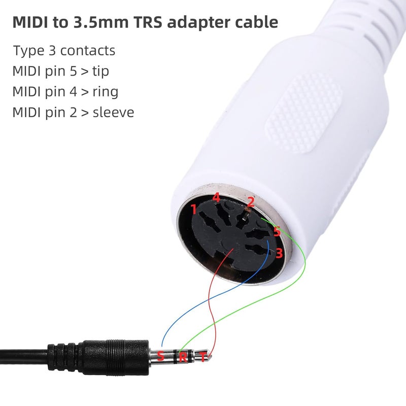 BTFO 2pcs Type-A MIDI to 3.5mm Adapter, 14" Breakout Cable MIDI Female to TRS 3.5mm Male Audio Converter Accessories for Keyboards Synths & DAWs - Image 4